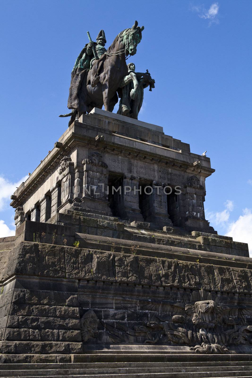 Monument to Kaiser Wilhelm I (Emperor William) on Deutsches Ecke (German Corner) in Koblenz, Germany.