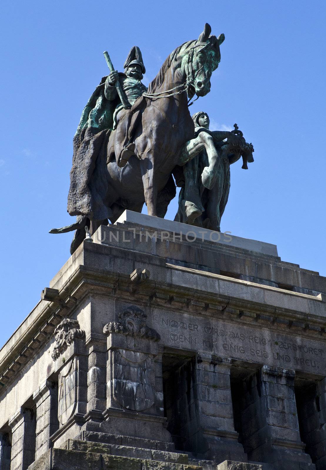 Monument to Kaiser Wilhelm I (Emperor William) on Deutsches Ecke (German Corner) in Koblenz, Germany.