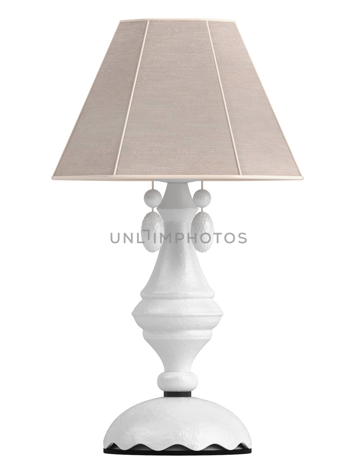 White lamp with hexagonal shade for the interior decoration of your living room isolated on white