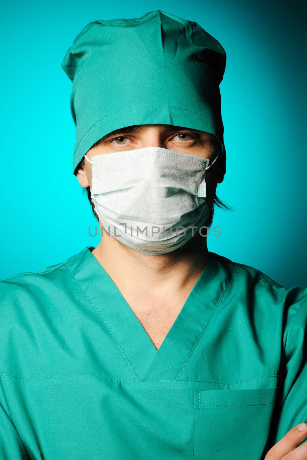 Surgeon in mask close-up portrait