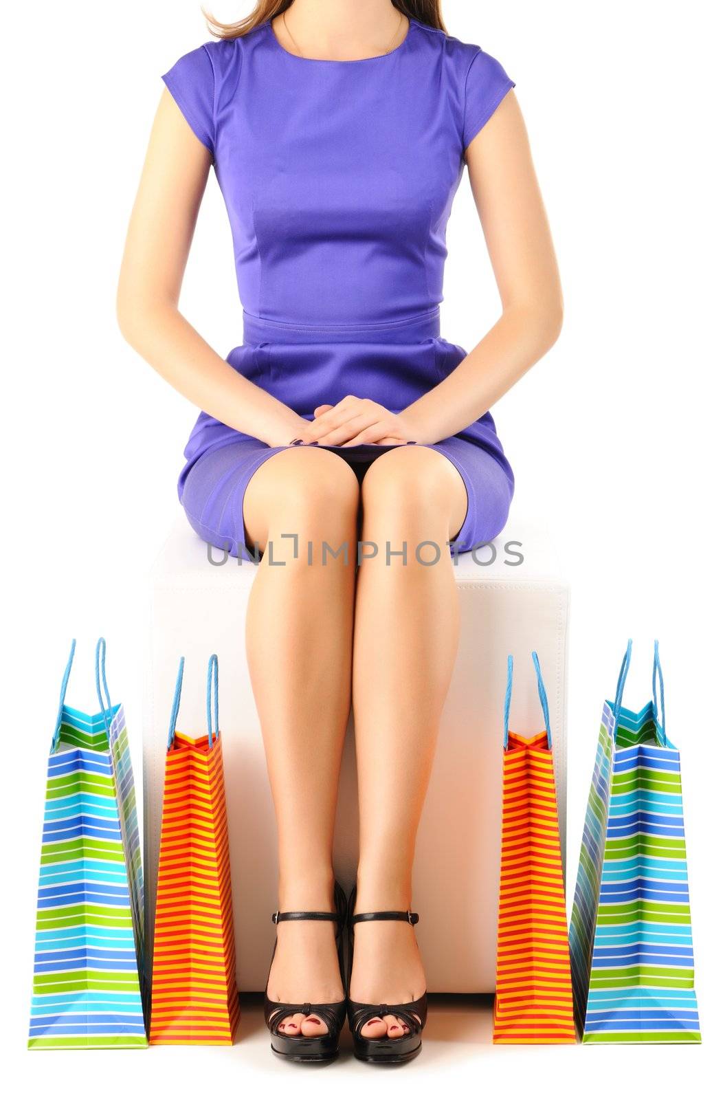 Woman's legs and shopping bags 