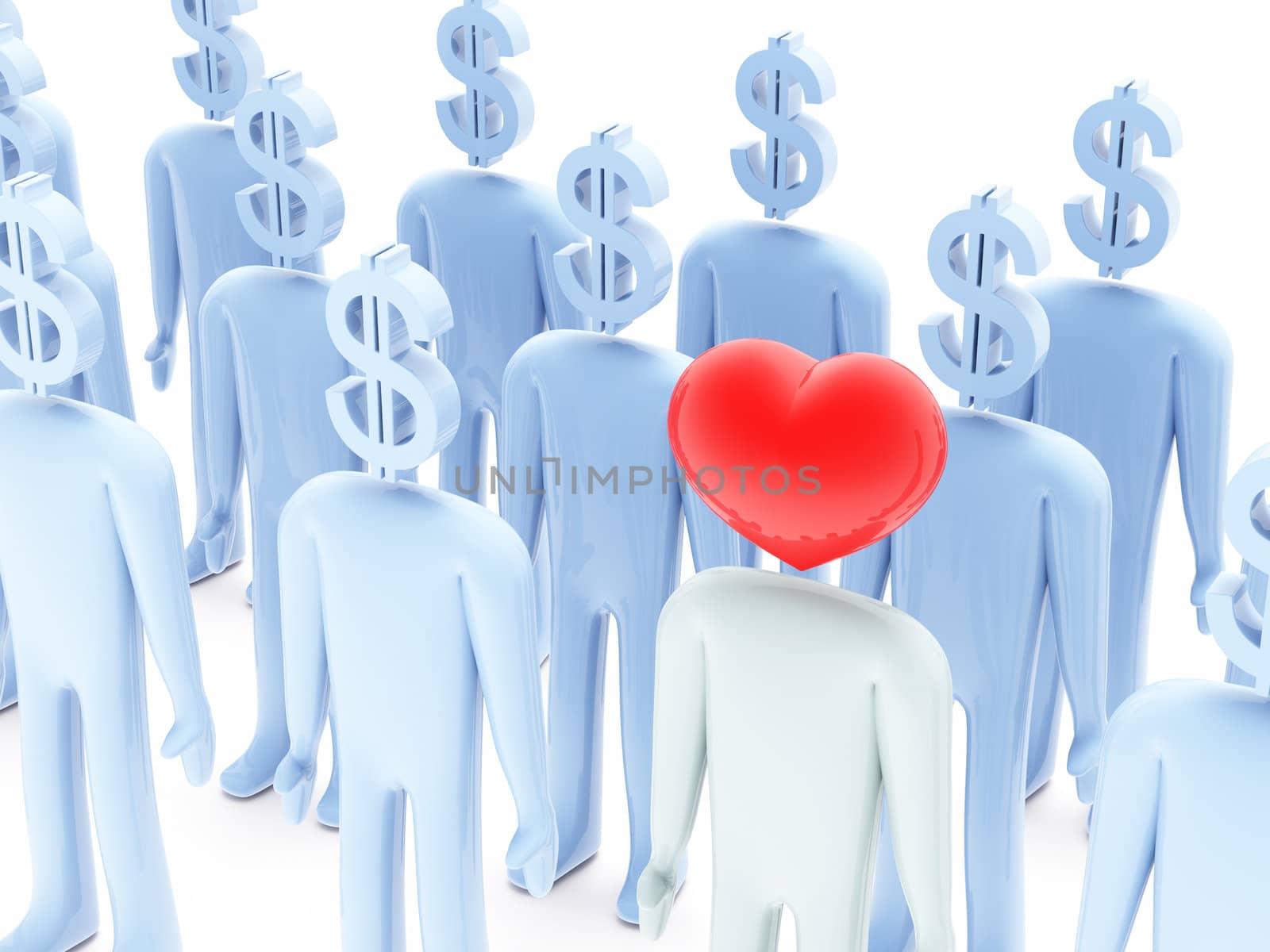 Peoples with dollar-shaped and heart-shaped heads by maxkabakov