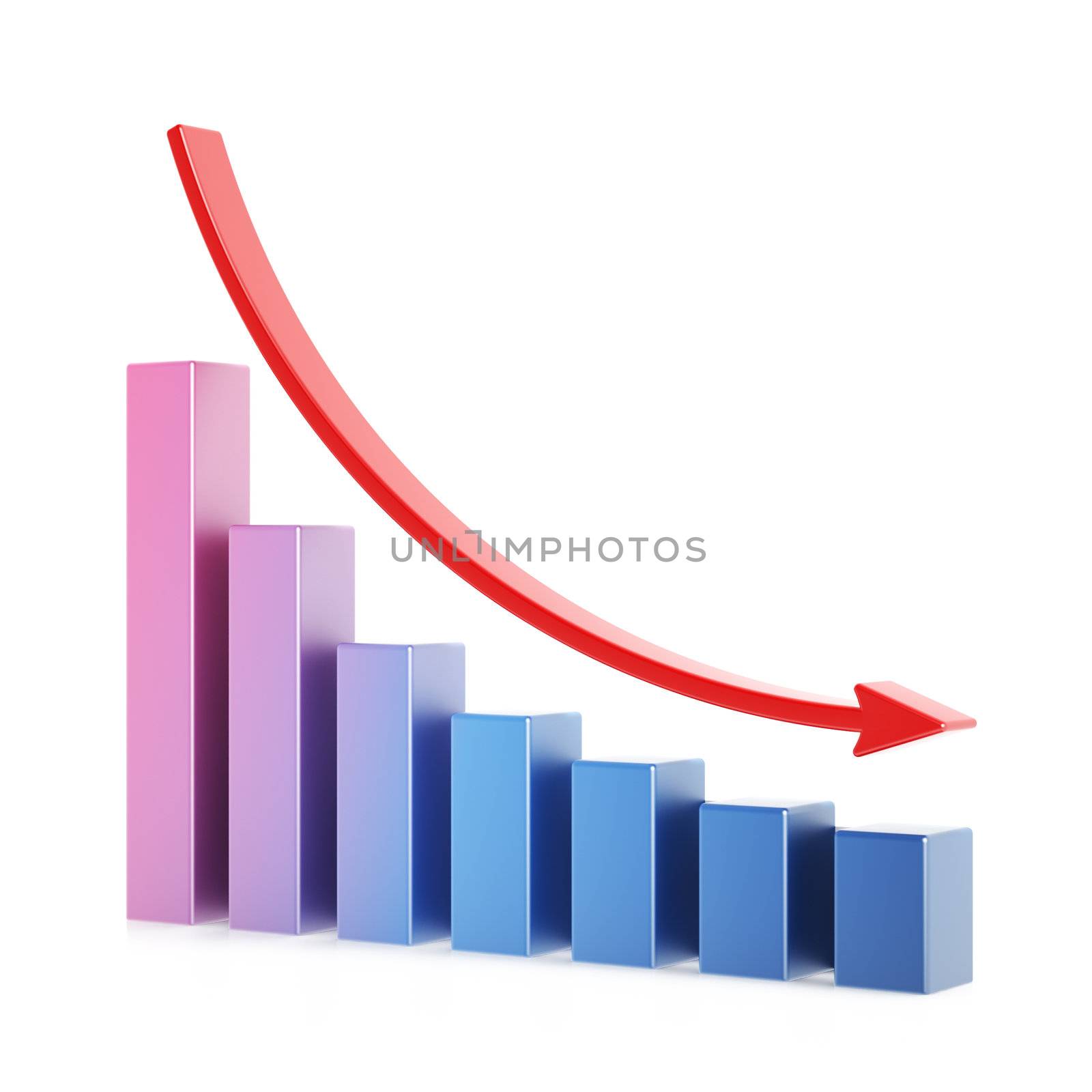 Business chart 3d over white background