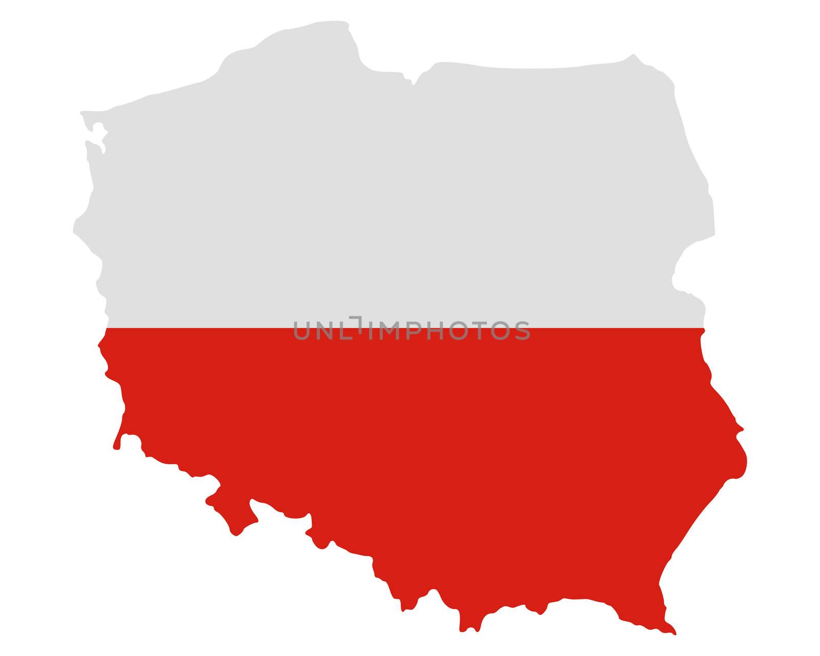 Map and flag of Poland by rbiedermann