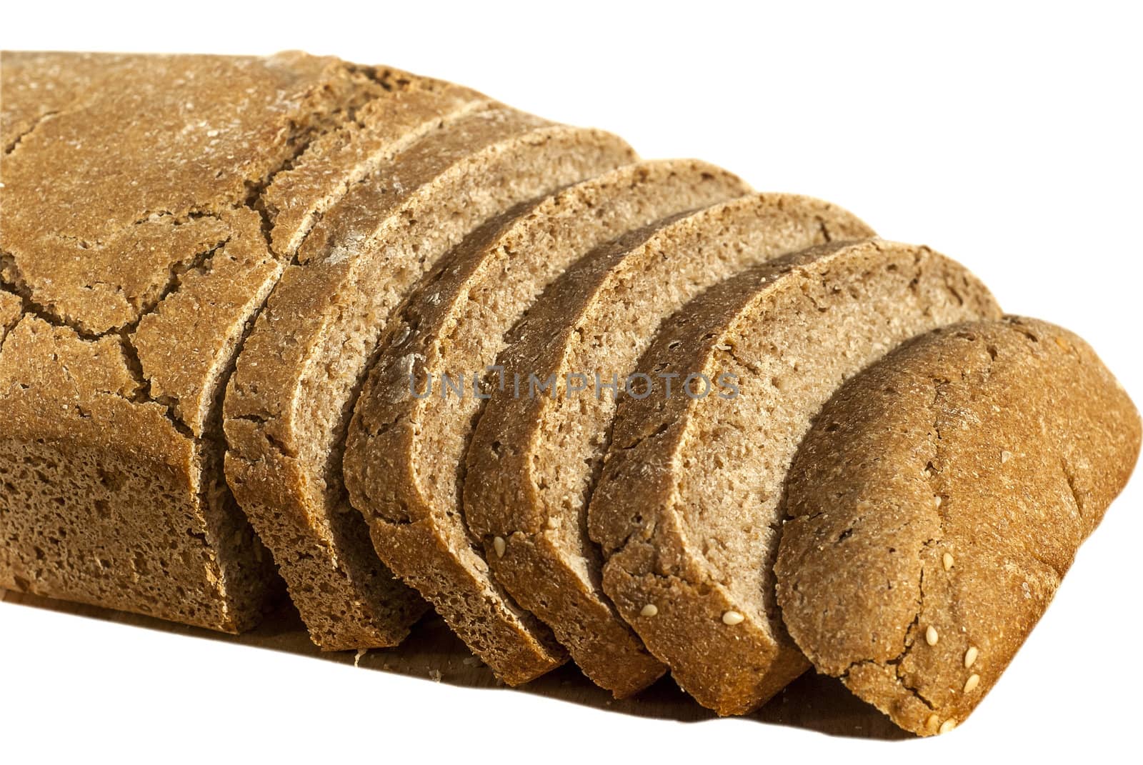 Organic yeast home-made sliced  bread isolated on white background