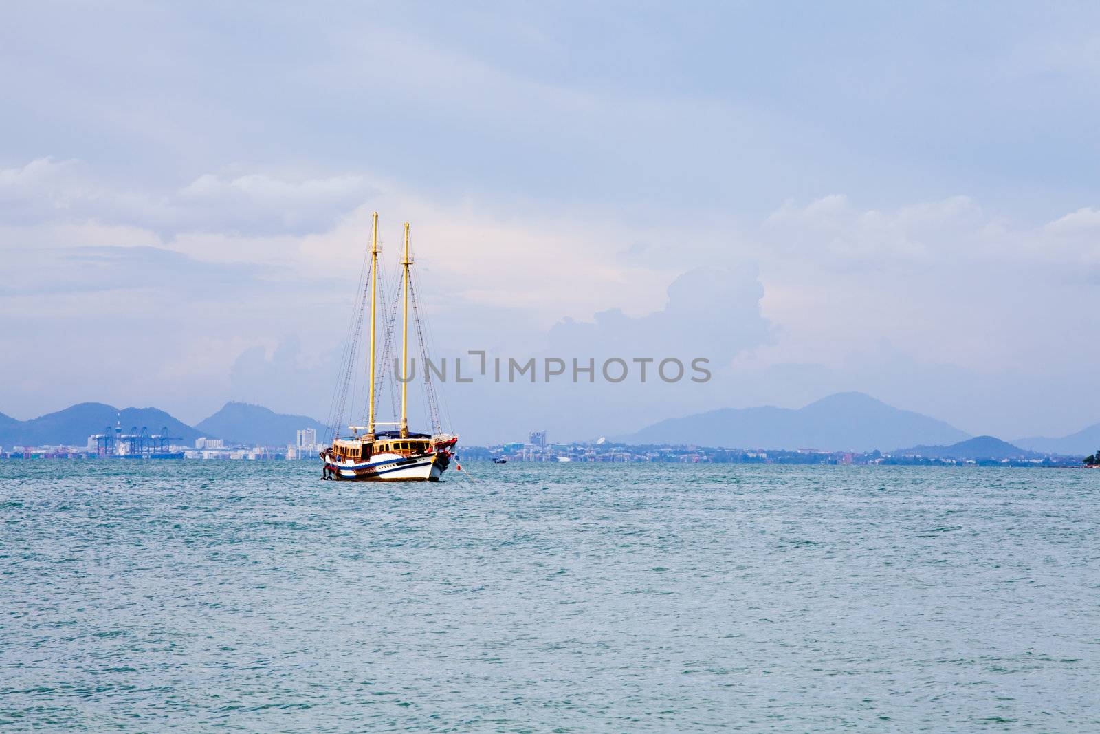 luxury yacht at pattaya sea, thailand