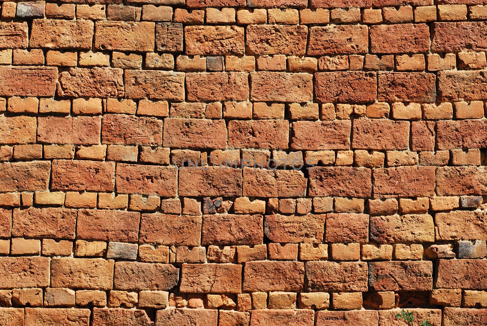 Old country house red brick wall as background