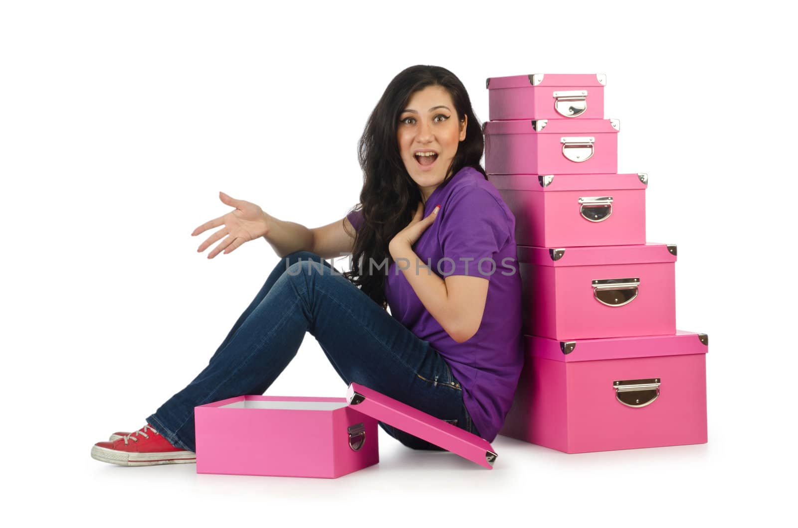 Girl with stack of giftboxes by Elnur