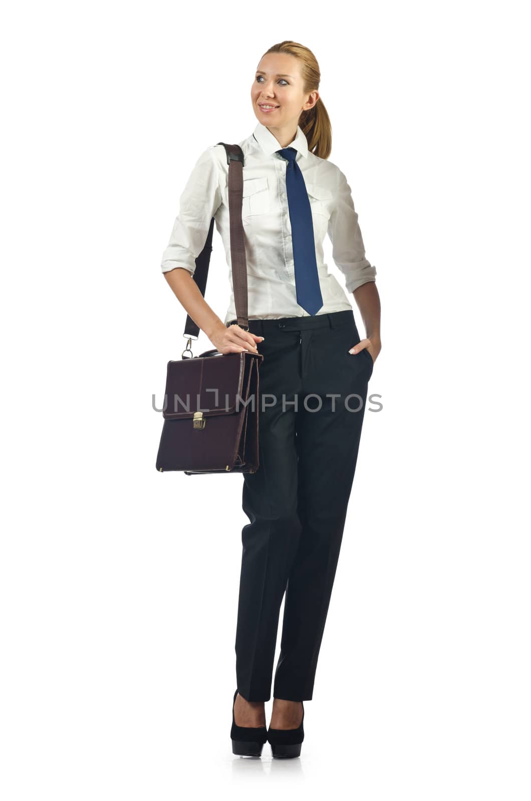 Young businesswoman isolated on white by Elnur