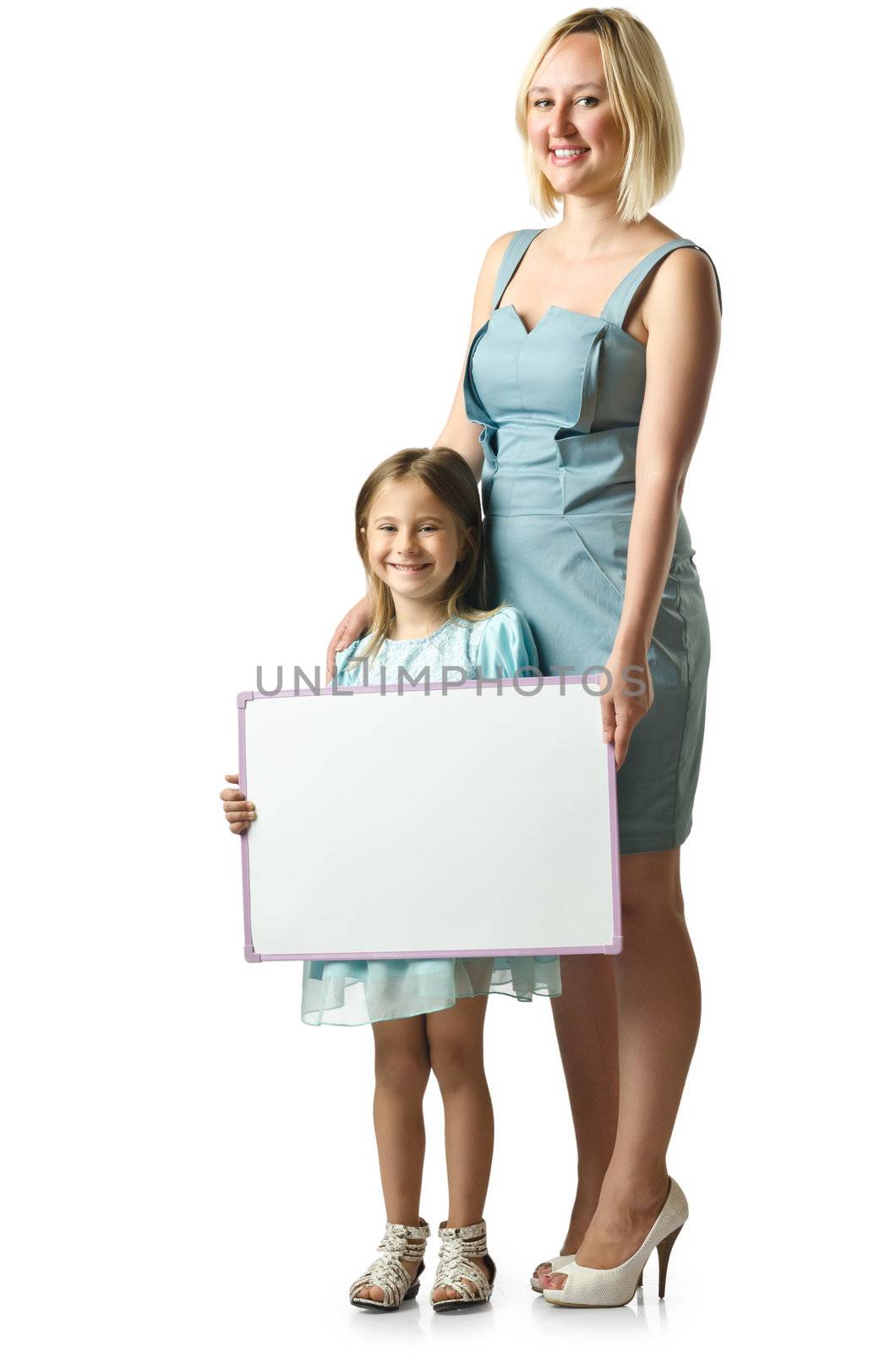 Mother with daughter isolated on white