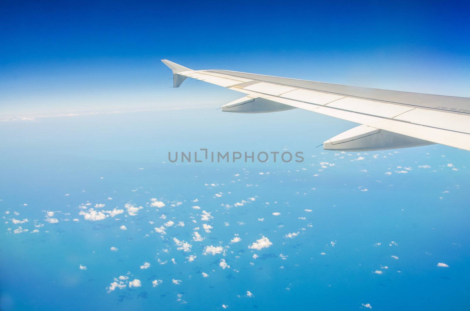 Airplane wing out of window by Elnur