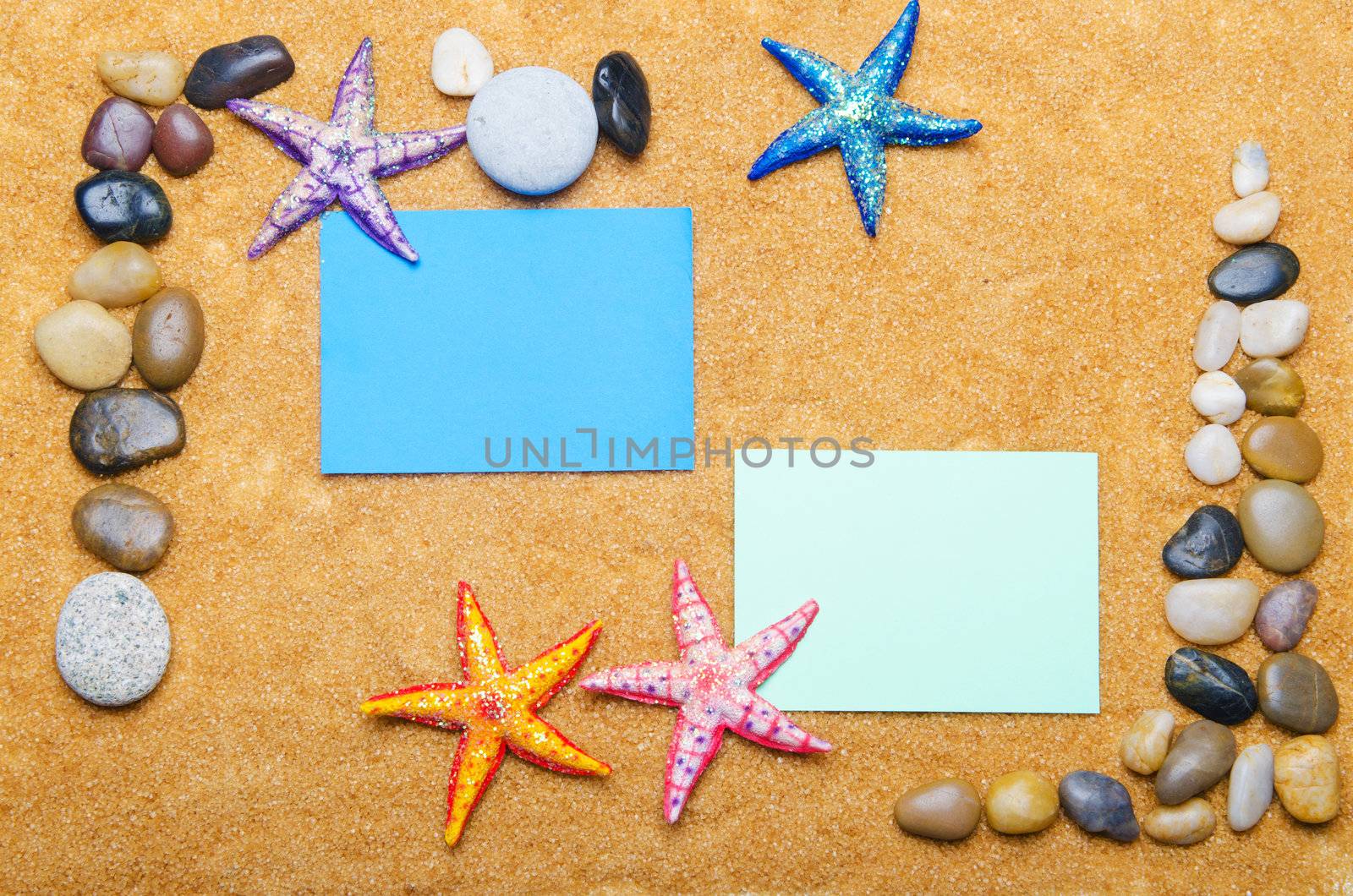 Blank message on sand and pebbles by Elnur