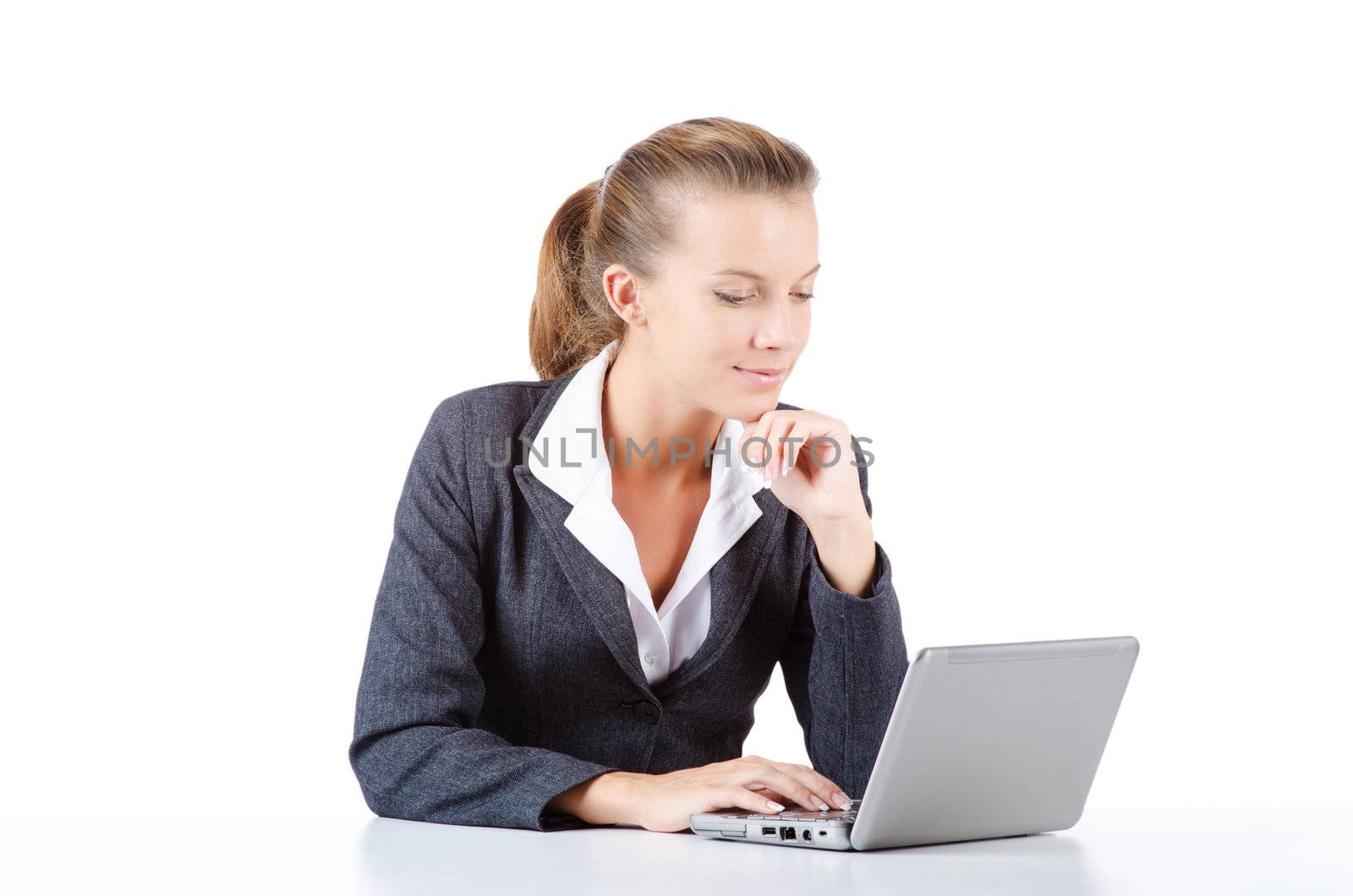 Young businesswoman working on laptop