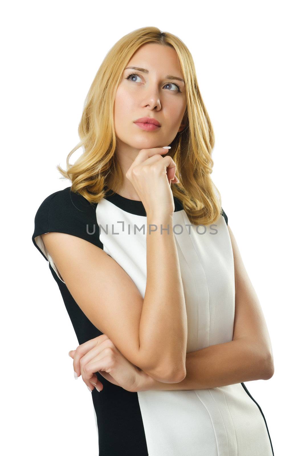 Attractive woman on white background