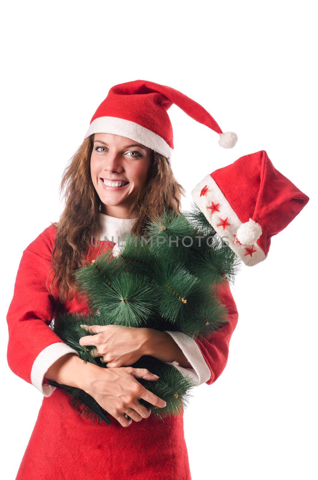 Christmas girl isolated on the white