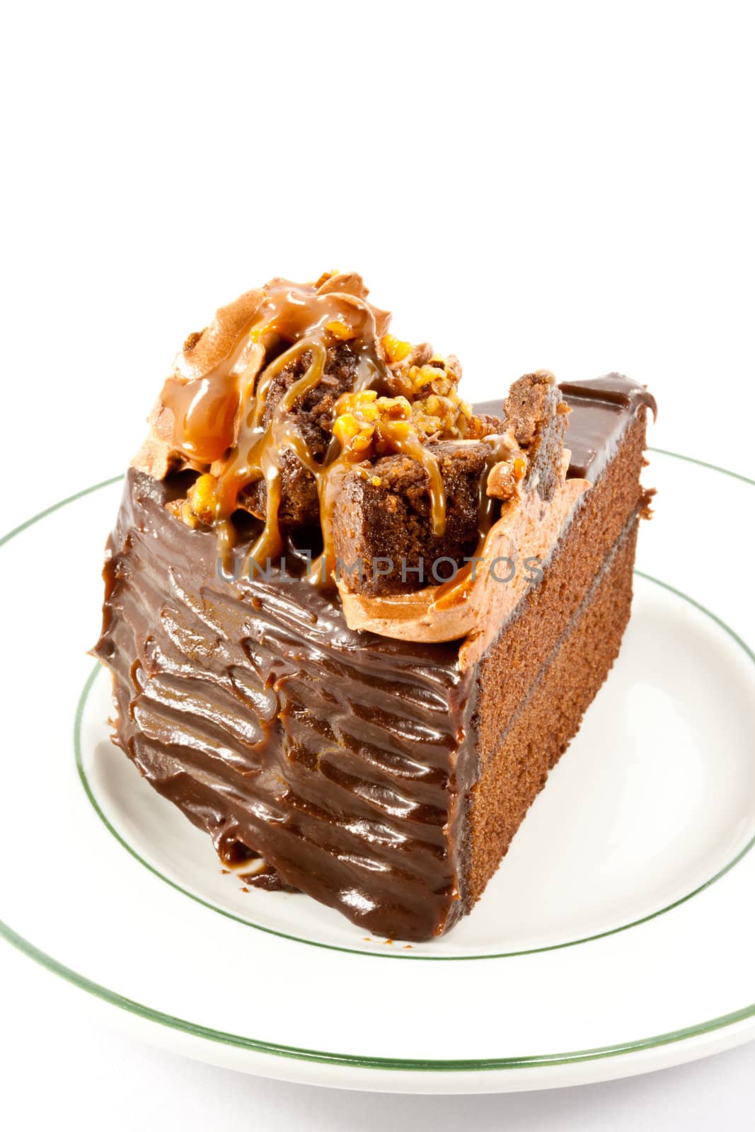 chocolate cake on the white plate