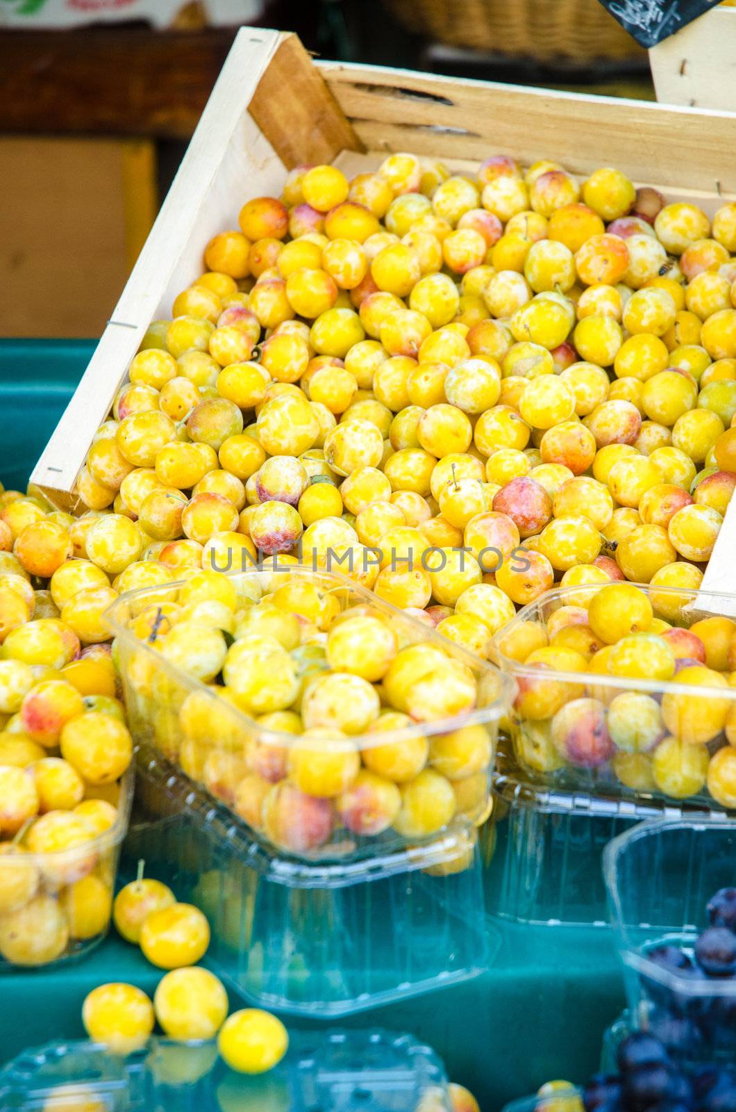 Fresh plums on the market