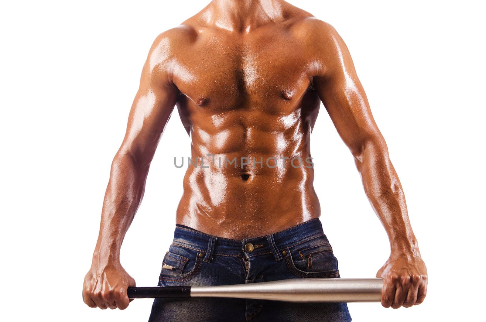 Muscular man with baseball bat