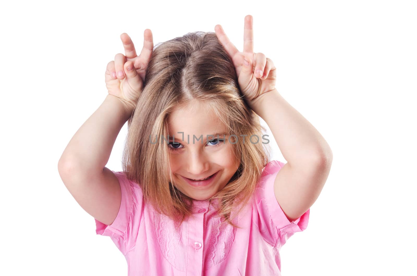 Cute little girl isolated on the white