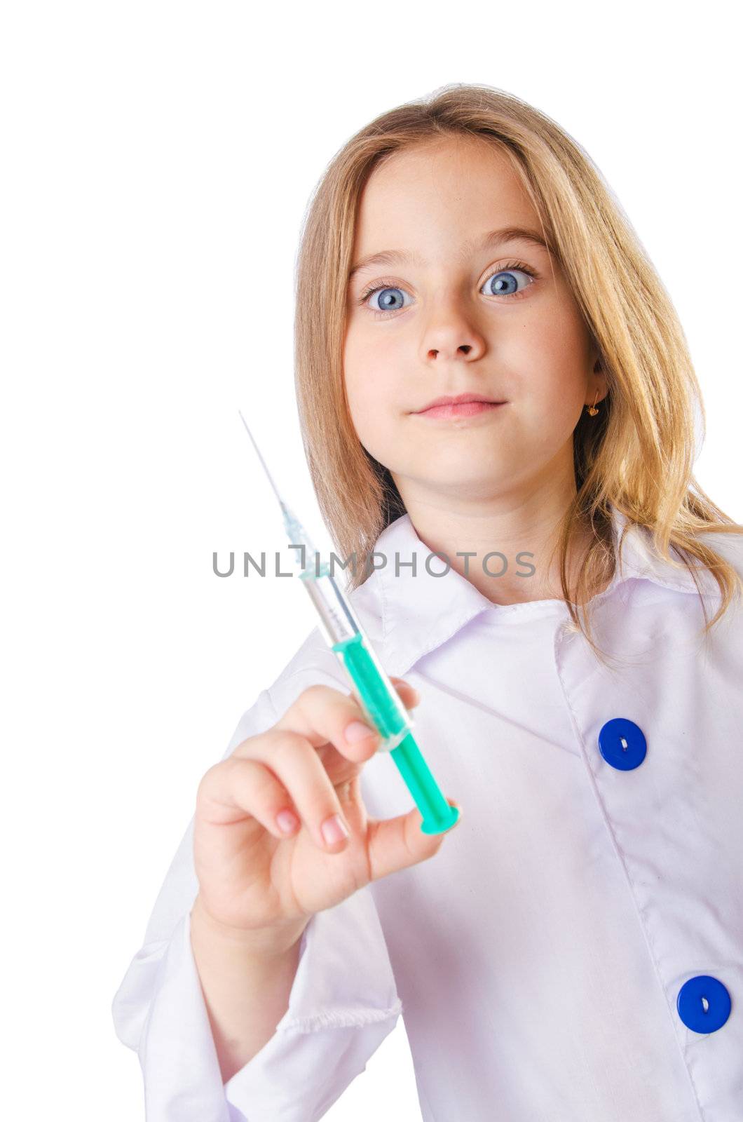 Little doctor with syringe