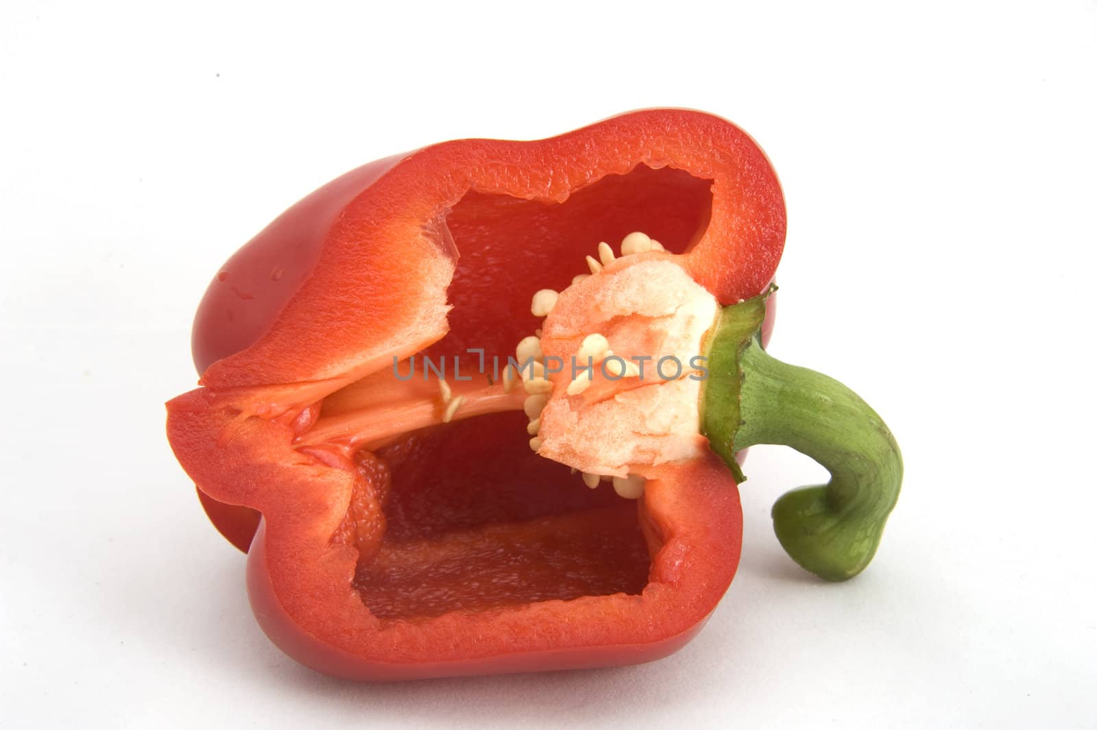 red pepper close up on white background