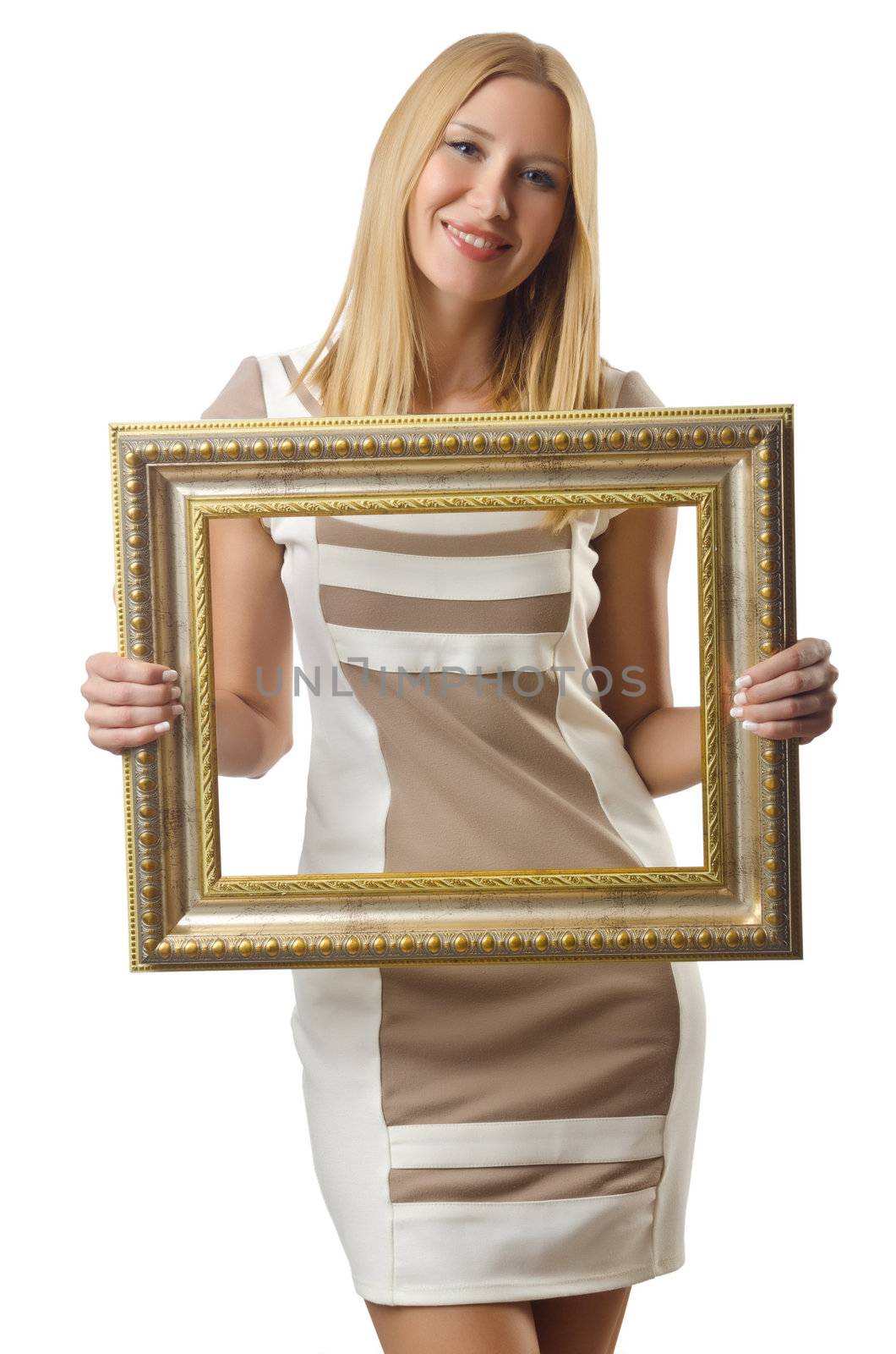 Picture frame and attractive woman