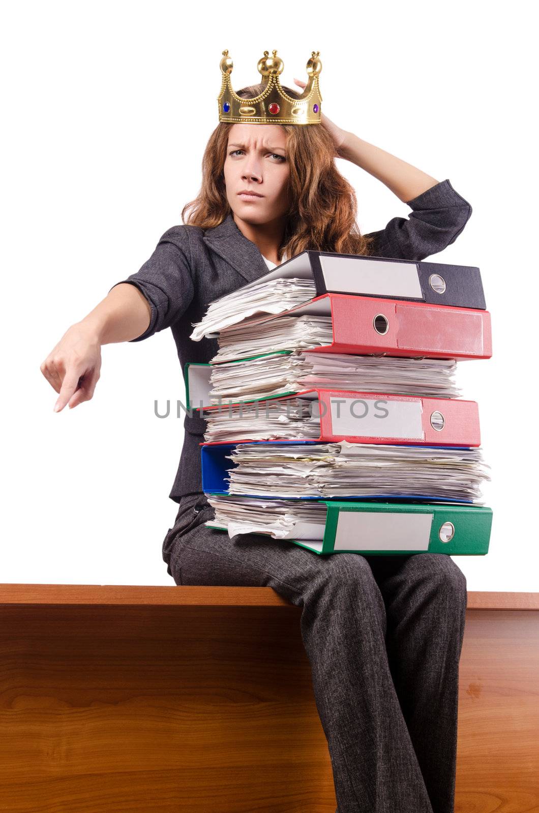 Businesswoman with lots of folders