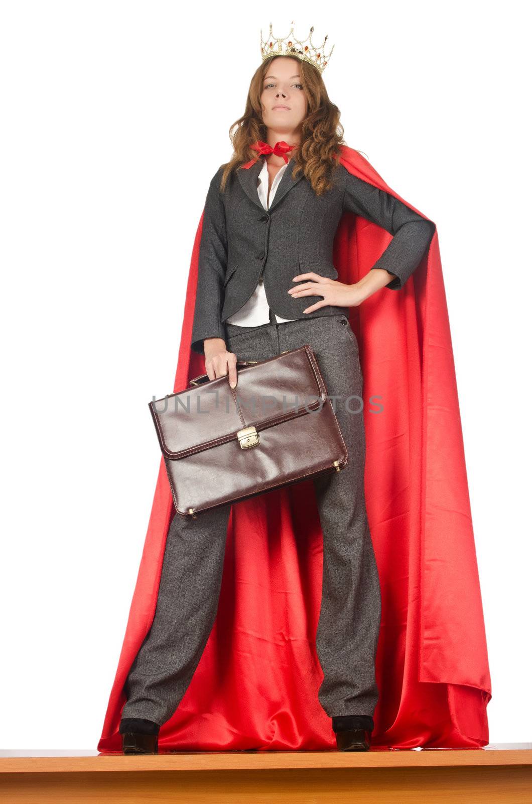 Queen businessman standing on the desk