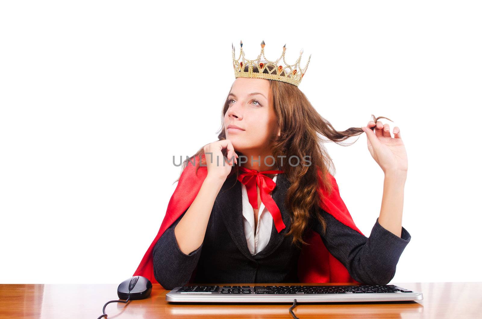 Office queen isolated on the white