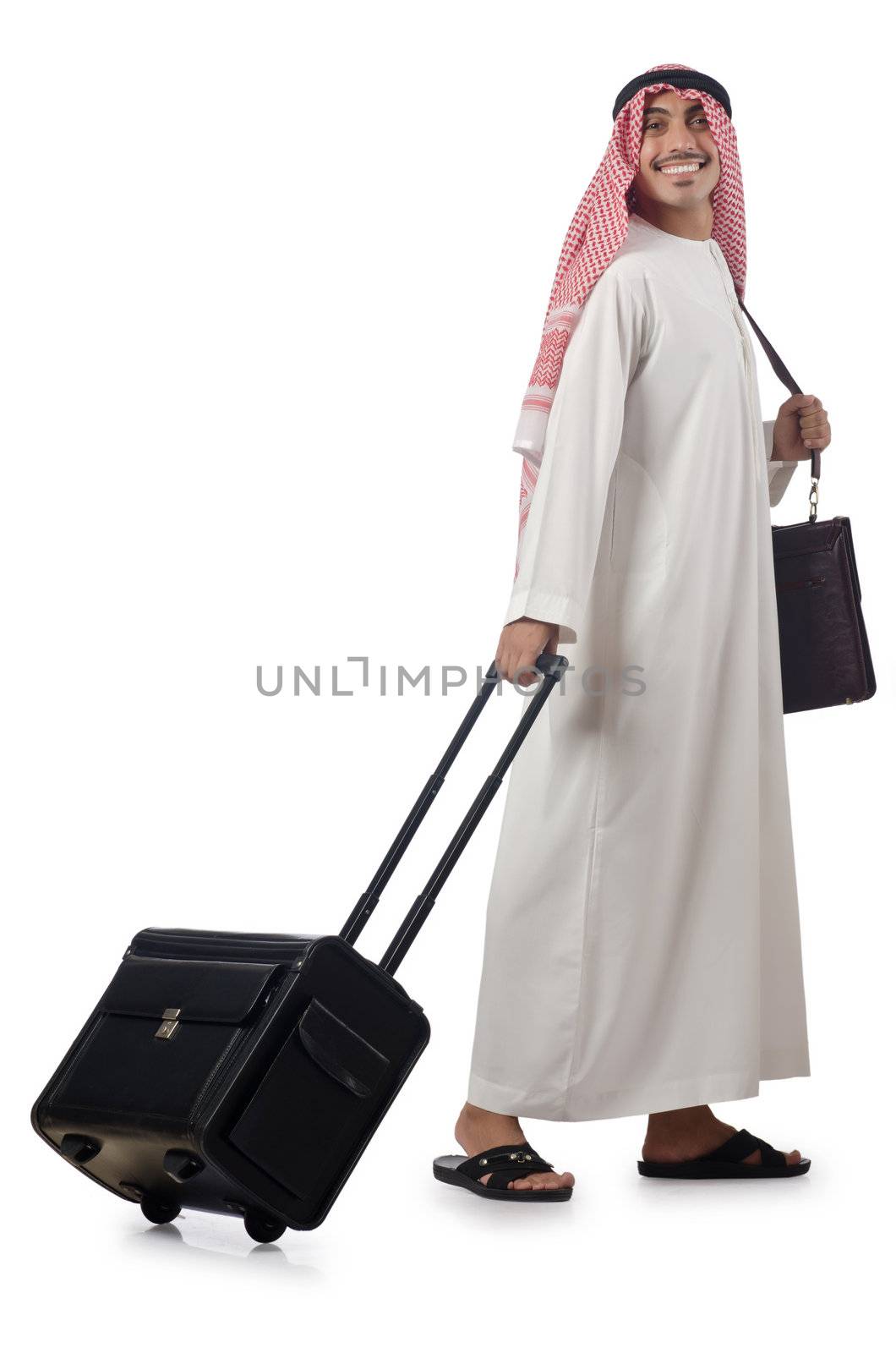 Arab on his travel with suitcase by Elnur