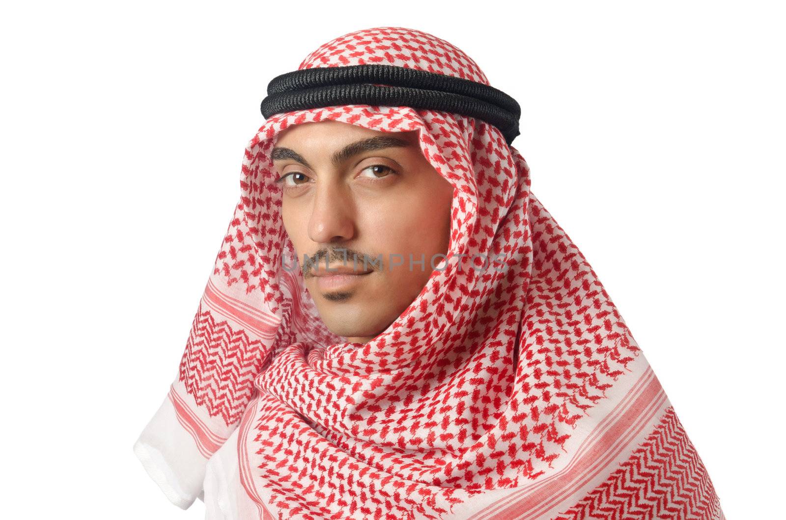 Diversity concept with arab on white