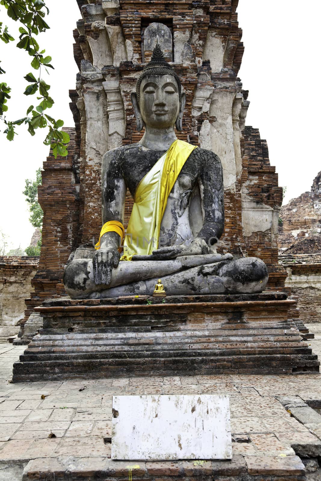 ancient seated buddha image at wat mahathat, ayutthaya, thailand