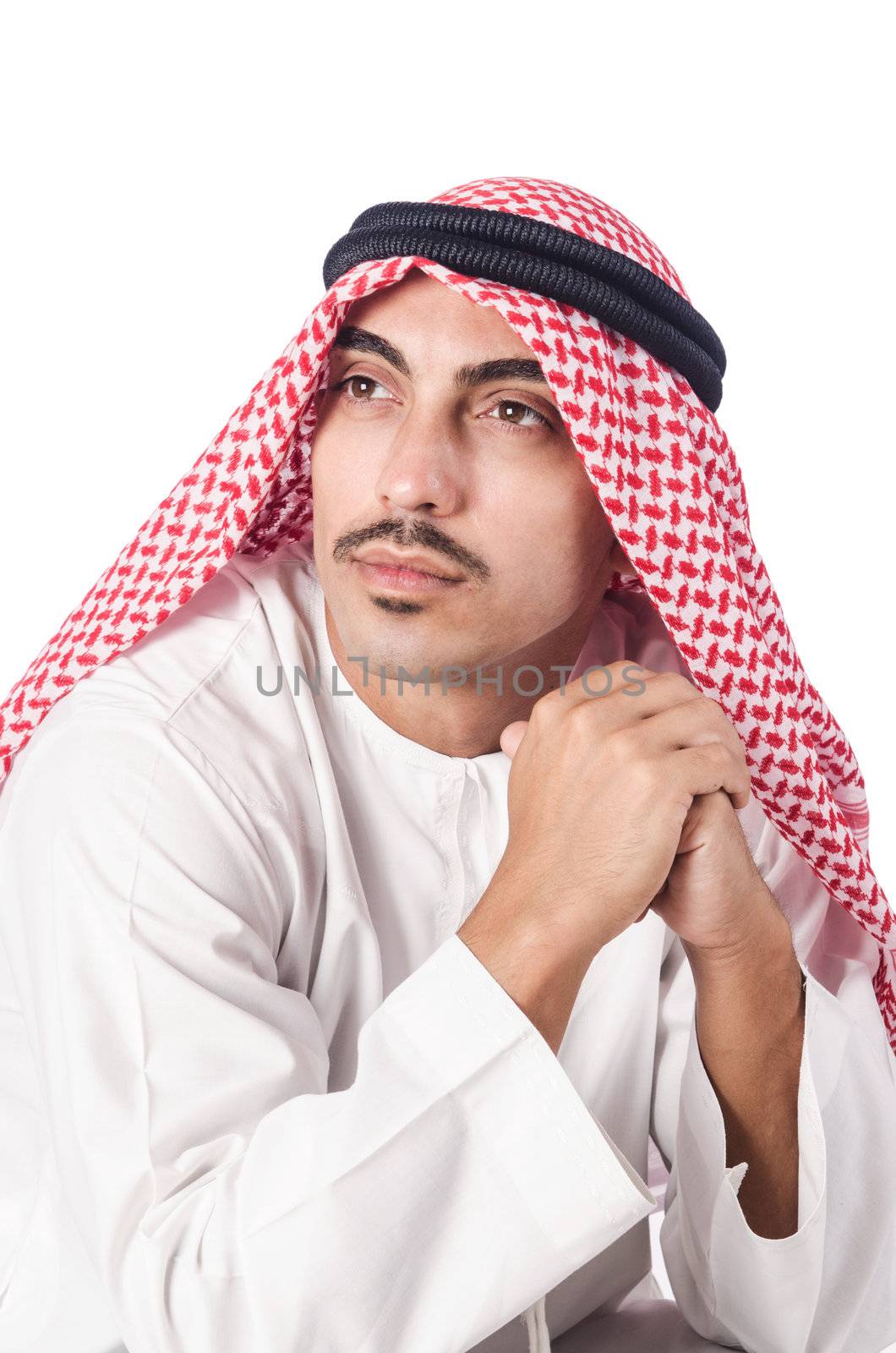 Diversity concept with arab on white