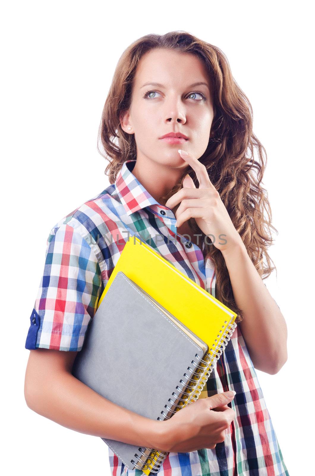 Young student isolated on the white