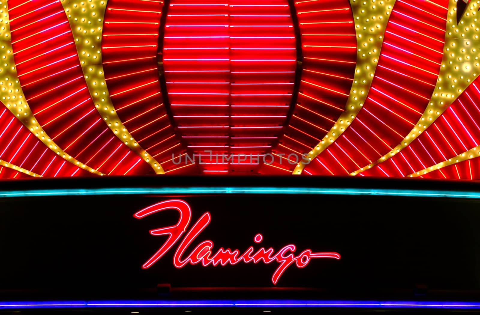 Las Vegas, USA - May 22, 2012: The Flamingo Las Vegas is a hotel and casino located on the famous Las Vegas Strip and has a art deco theme.  The Flamingo opened in 1946 and seen here is the entrance on Las Vegas Boulevard.