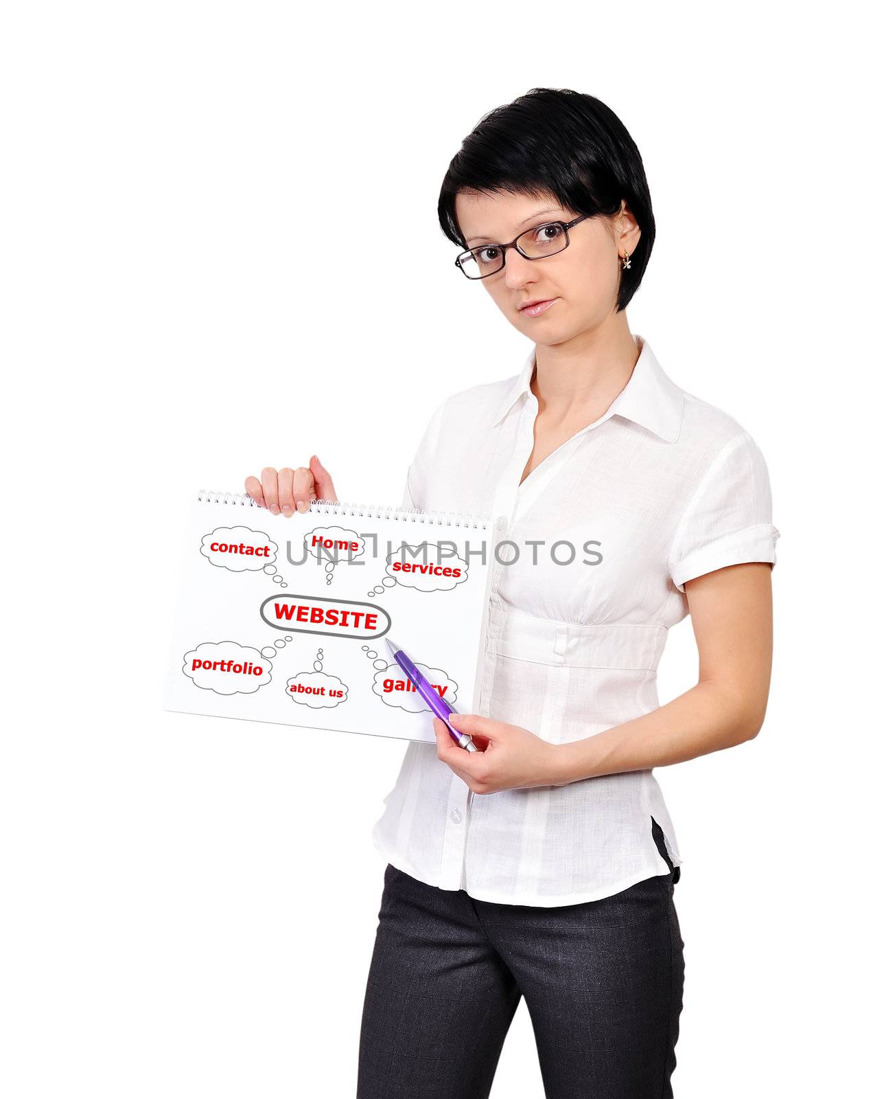 Woman holding a placard graph seo