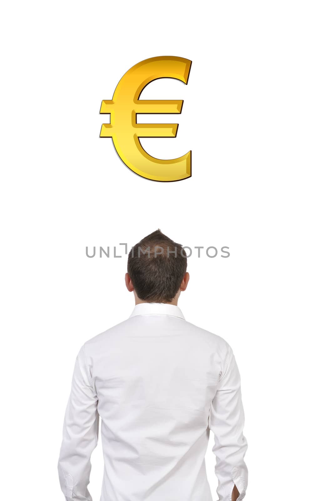 man and euro sign looking in front