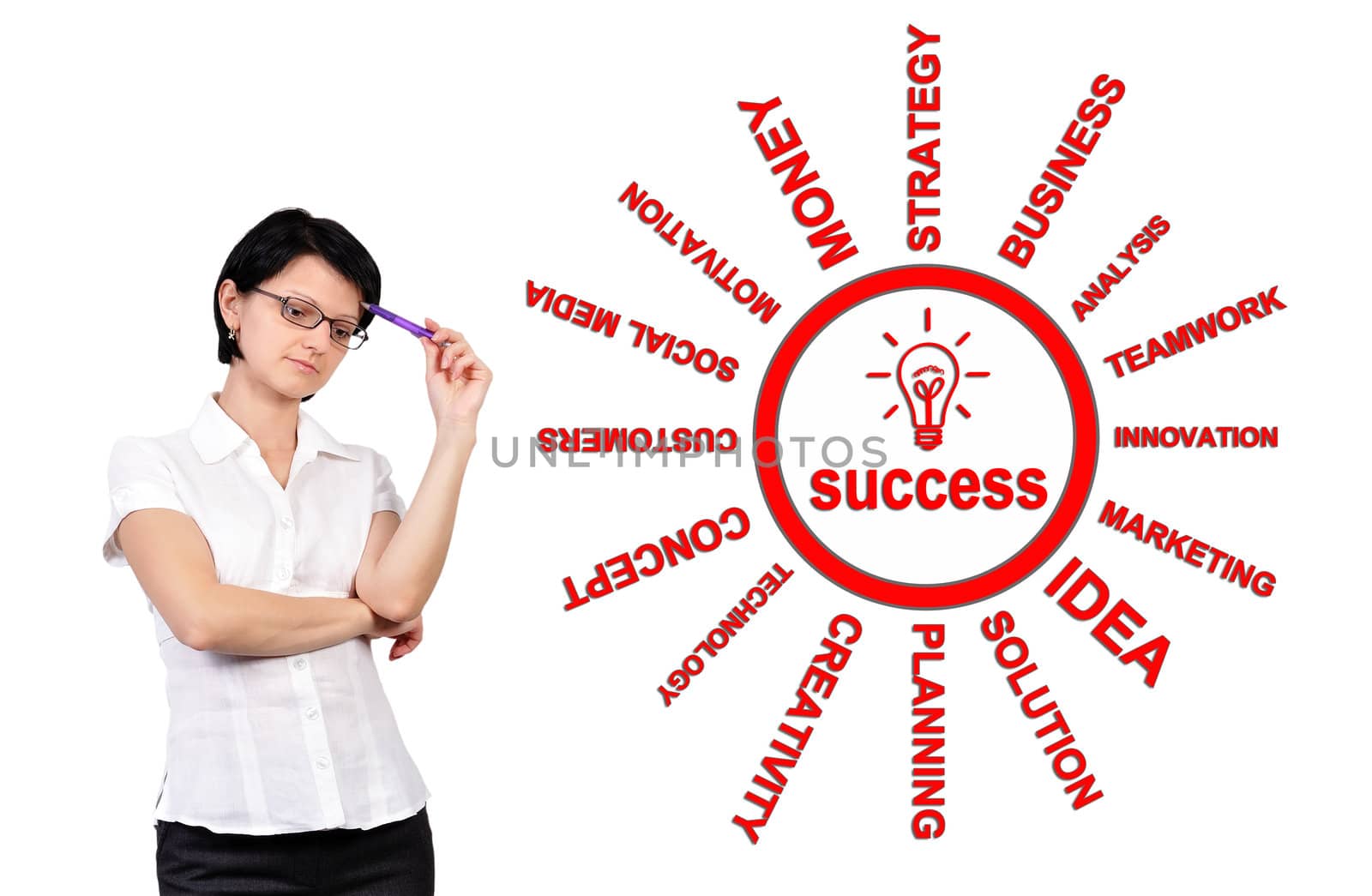 businesswoman and  scheme success concept