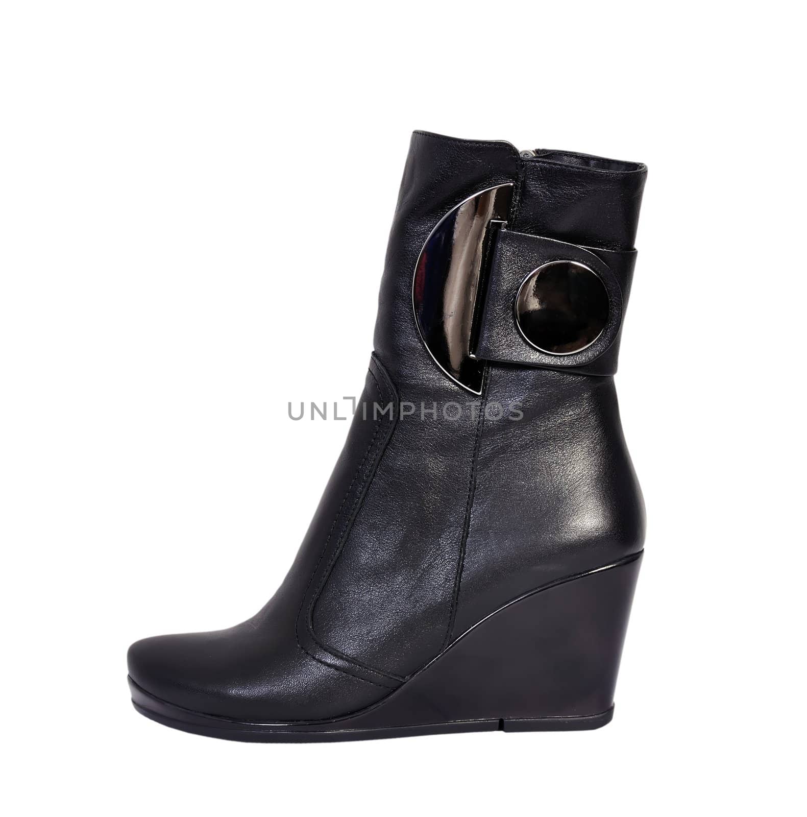 black women's boots on a white background