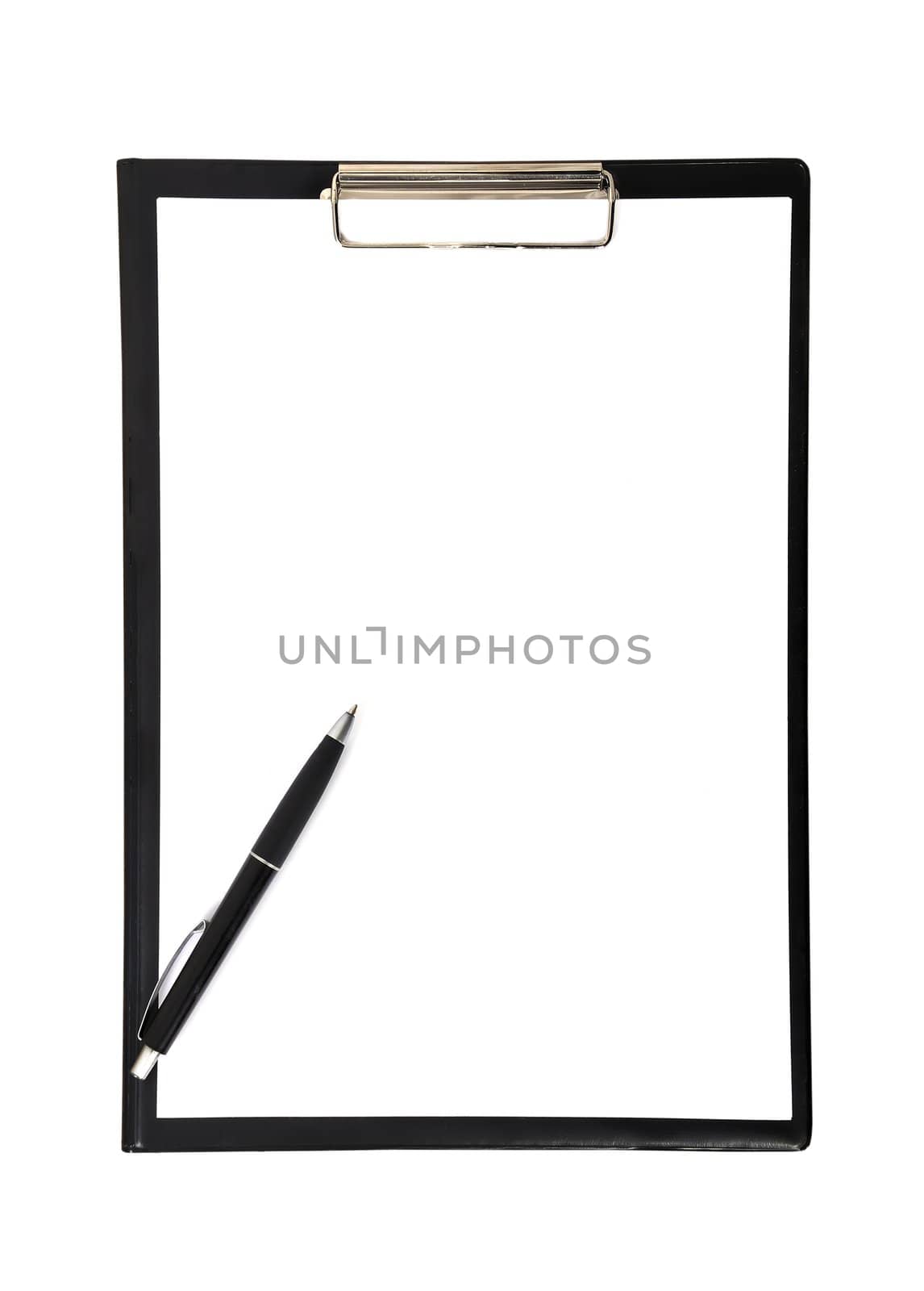 clipboard and pen on a white background