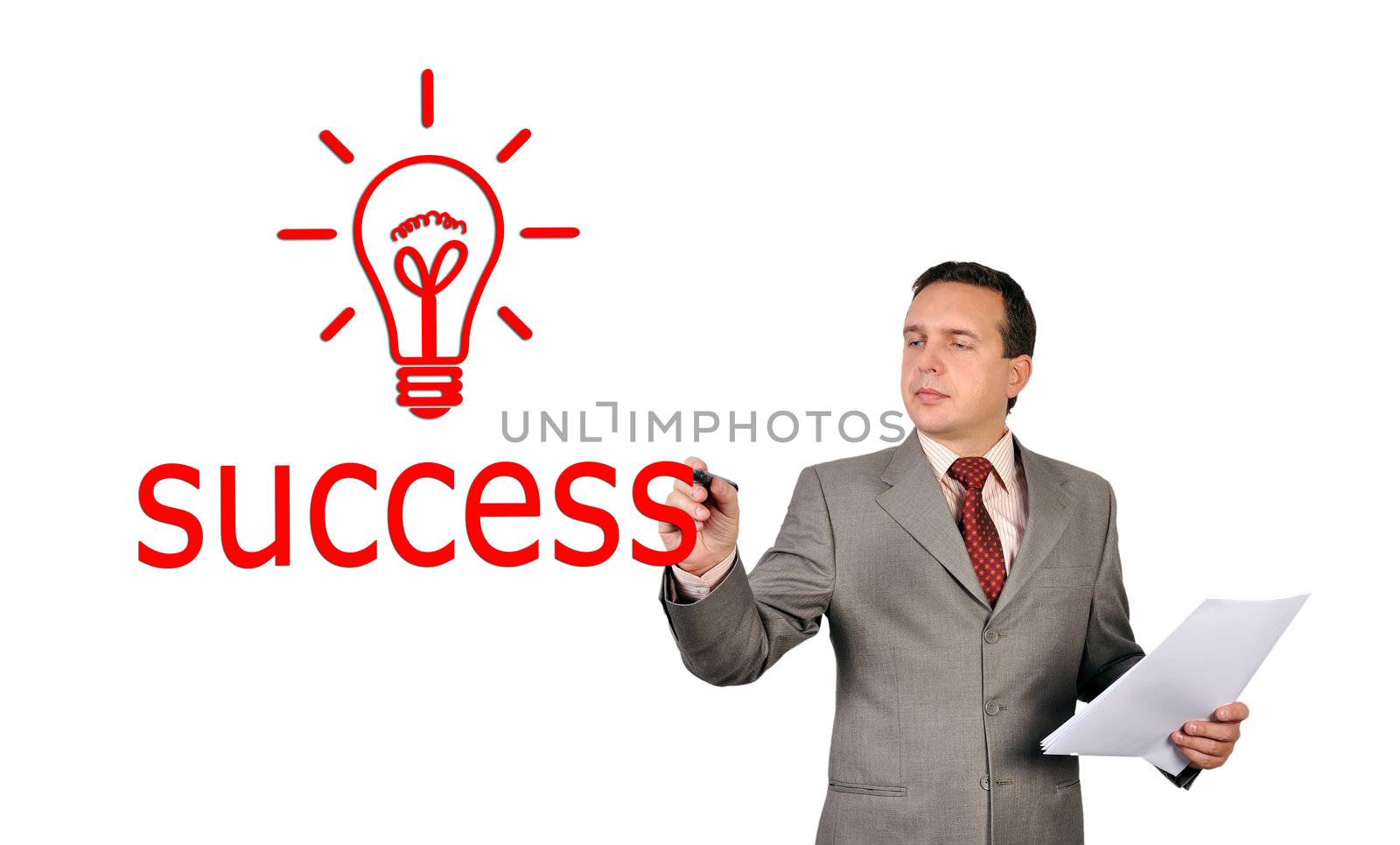 businessman drawing success symbol, idea concep