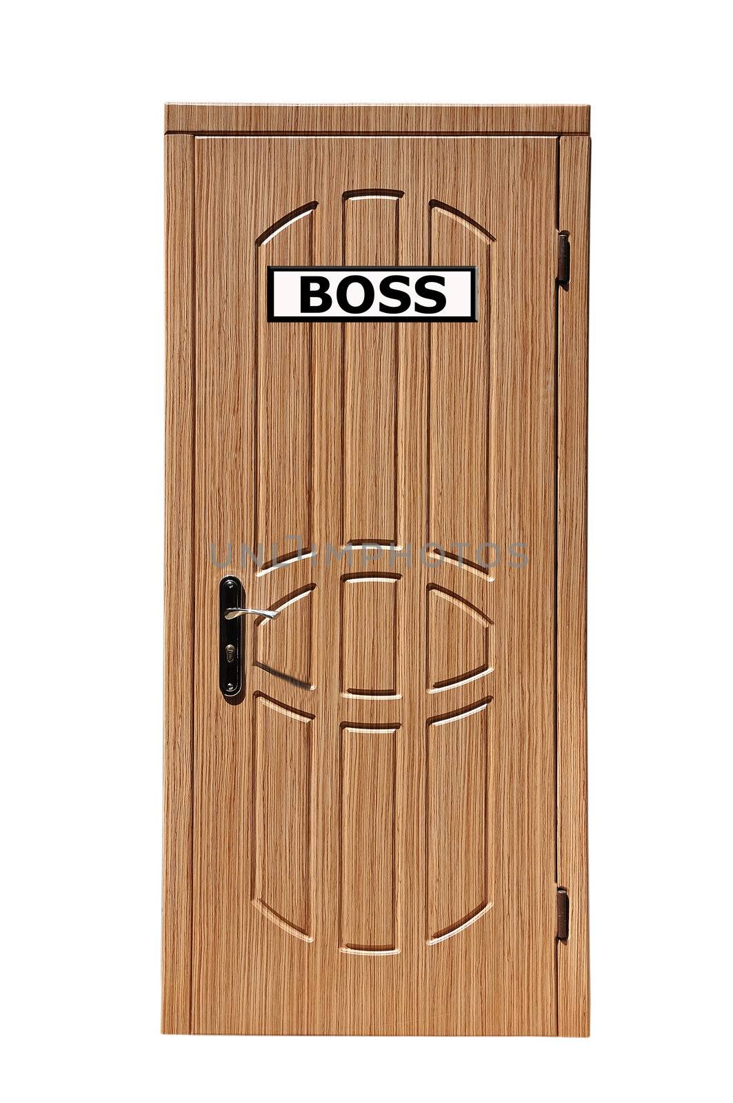 nameplate boss on door on a white background