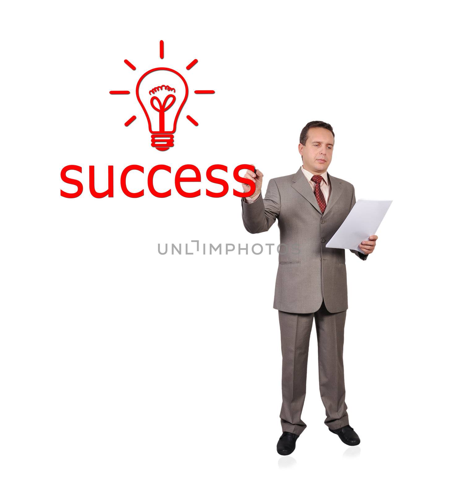 businessman drawing success symbol, idea concep