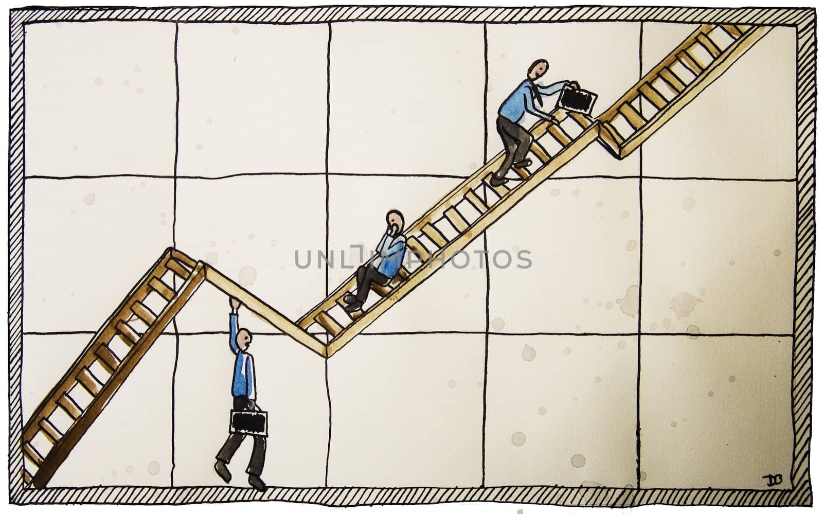 Business people climbing on success ladder by digitatycoons