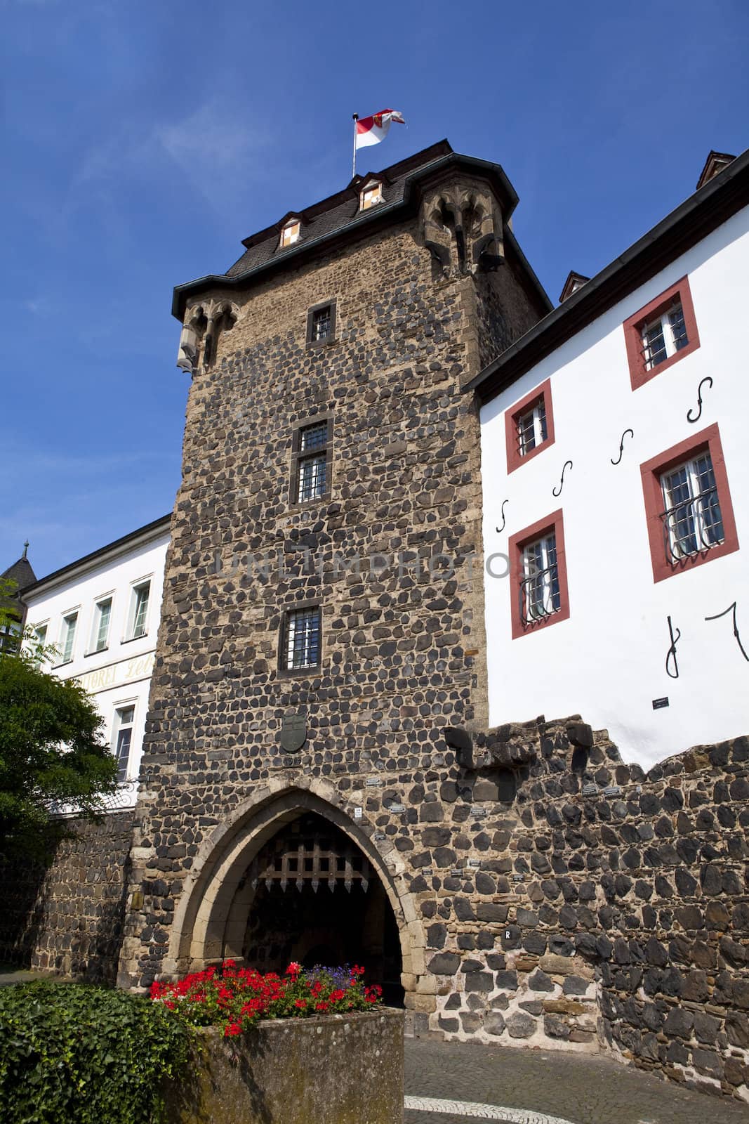 The magnificent Rheintor Gate in Linz am Rhein in Germany.