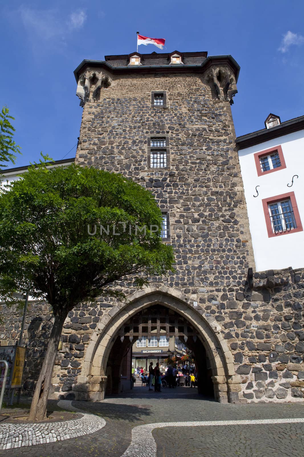 The magnificent Rheintor Gate in Linz am Rhein in Germany.