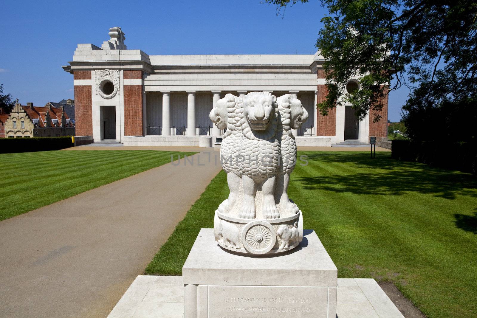 India in Flanders Fields Monument and the Menin Gate in Ypres by chrisdorney