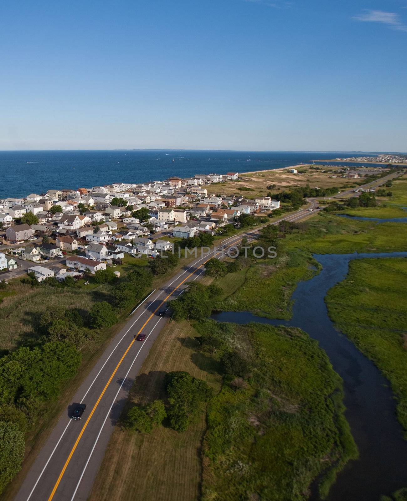 Aerial view of the Massachusetts coast near Kittery Point