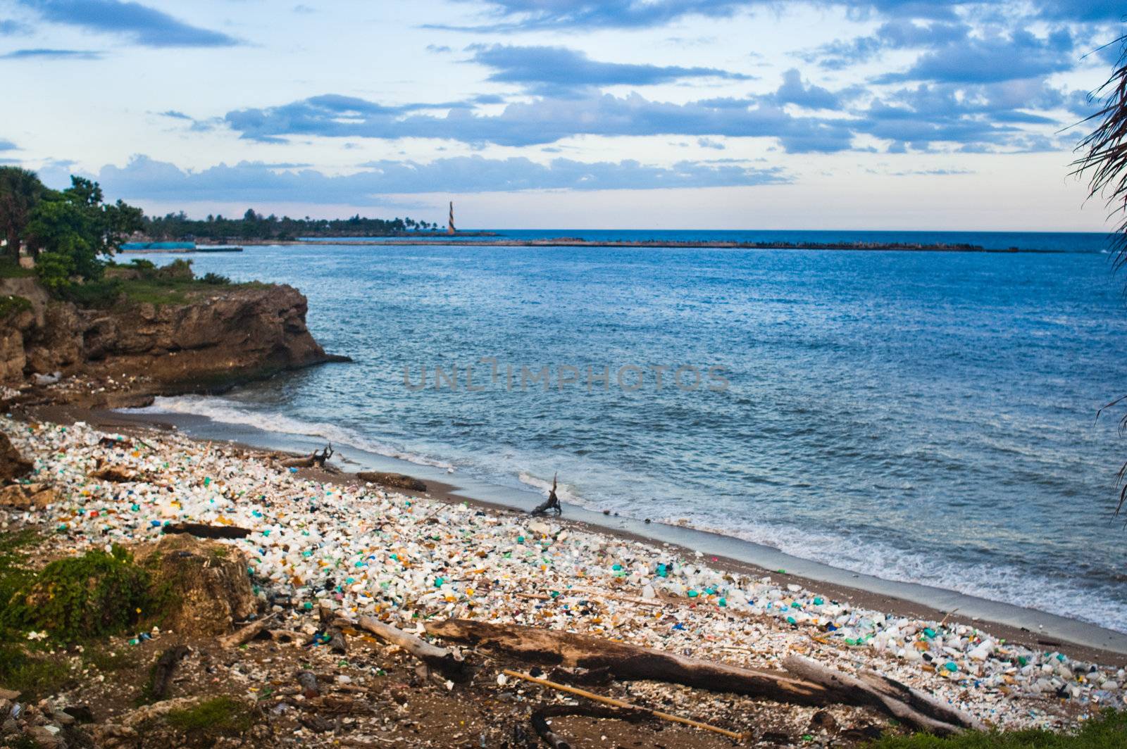 Trash-strewn beach by edan