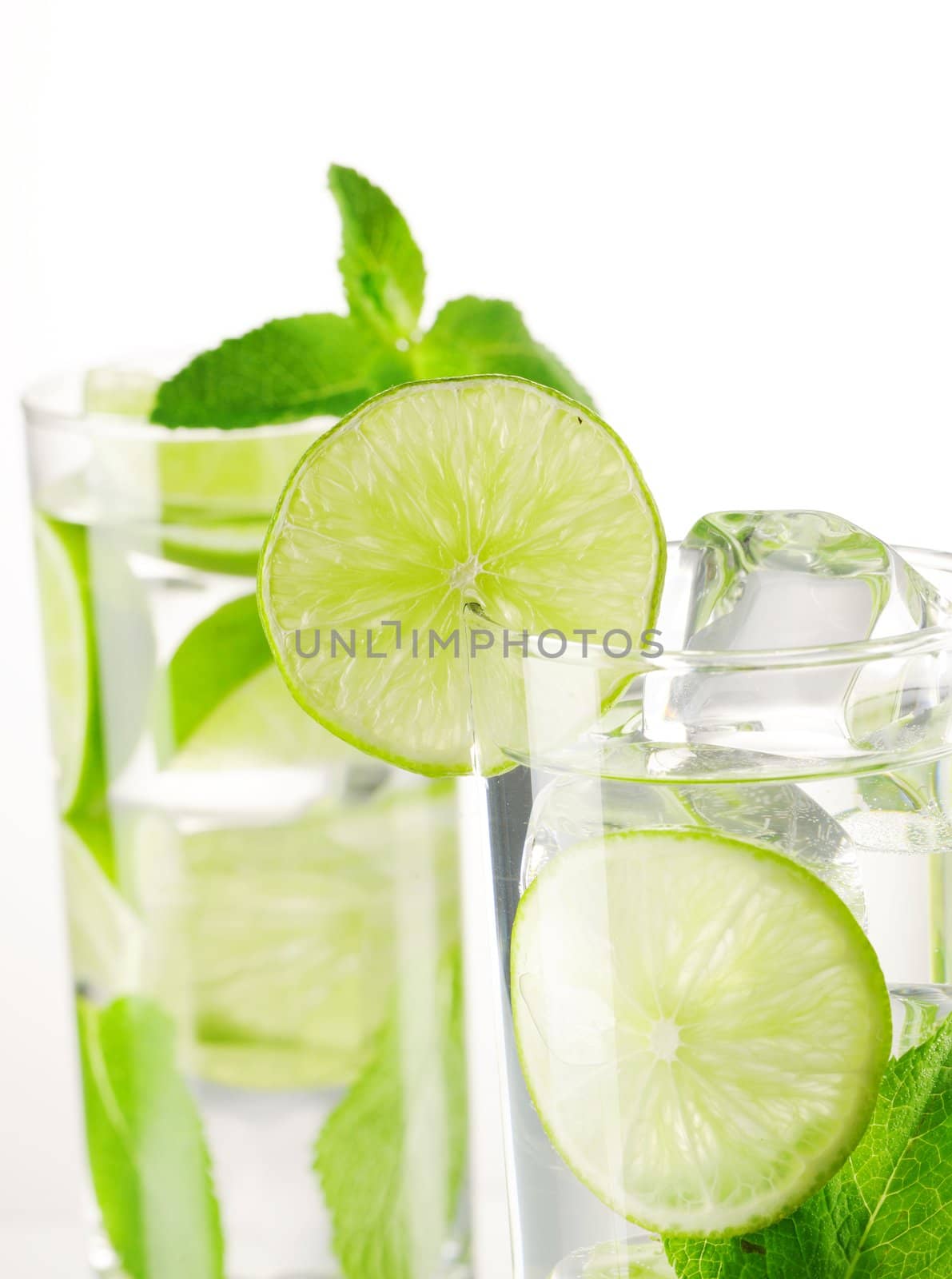Mojito cocktails isolated on white